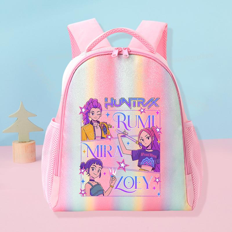 KPop Demon Hunters School Rainbow Backpack Rumi Mira Zoey Girl Student Backpack Anime Movie Women Travel Rucksack Birthday Present