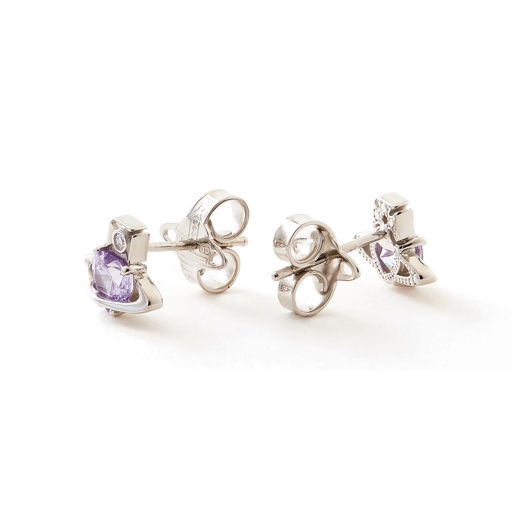 Vivienne Westwood Leonor Mini Heart Shaped Diamond Earrings Women earrings Silver Lavender-Purple 6201032O01P250