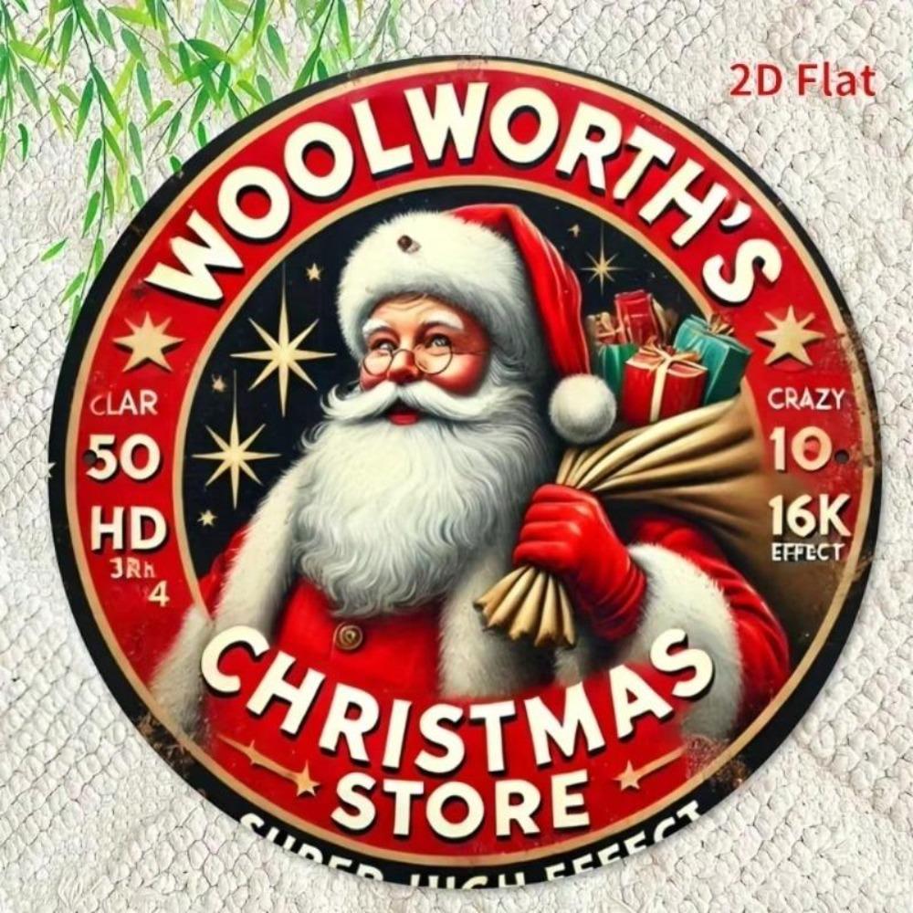 Винтажная жестяная табличка Woolworths Christmas Store Ретро Санта Железный настенный декор Праздничная Рождественская вечеринка