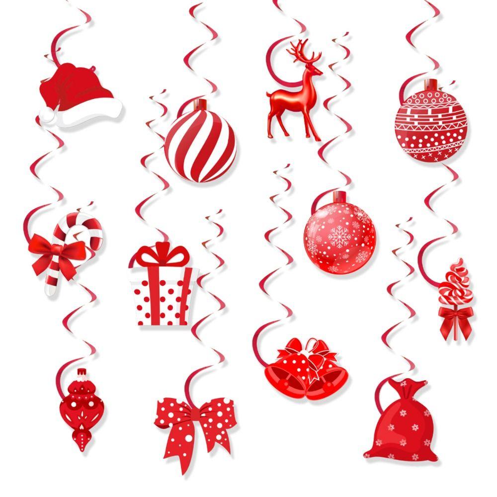 12pcs Candy Gift Box Bell Christmas Spiral Pendant Home Xmas Festival Decor