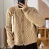 European Sweater Autumn and Winter Vintage Fried Dough Twist Cardigan O Neck Single Breasted Sweater Knitting Cardigan Female