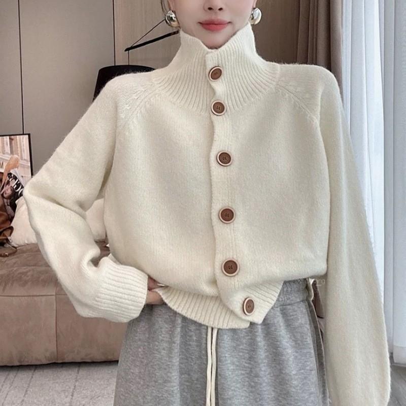 Women's Pullover Sweater New Jacket High Neck Autumn and Winter Style Knitted Cardigan