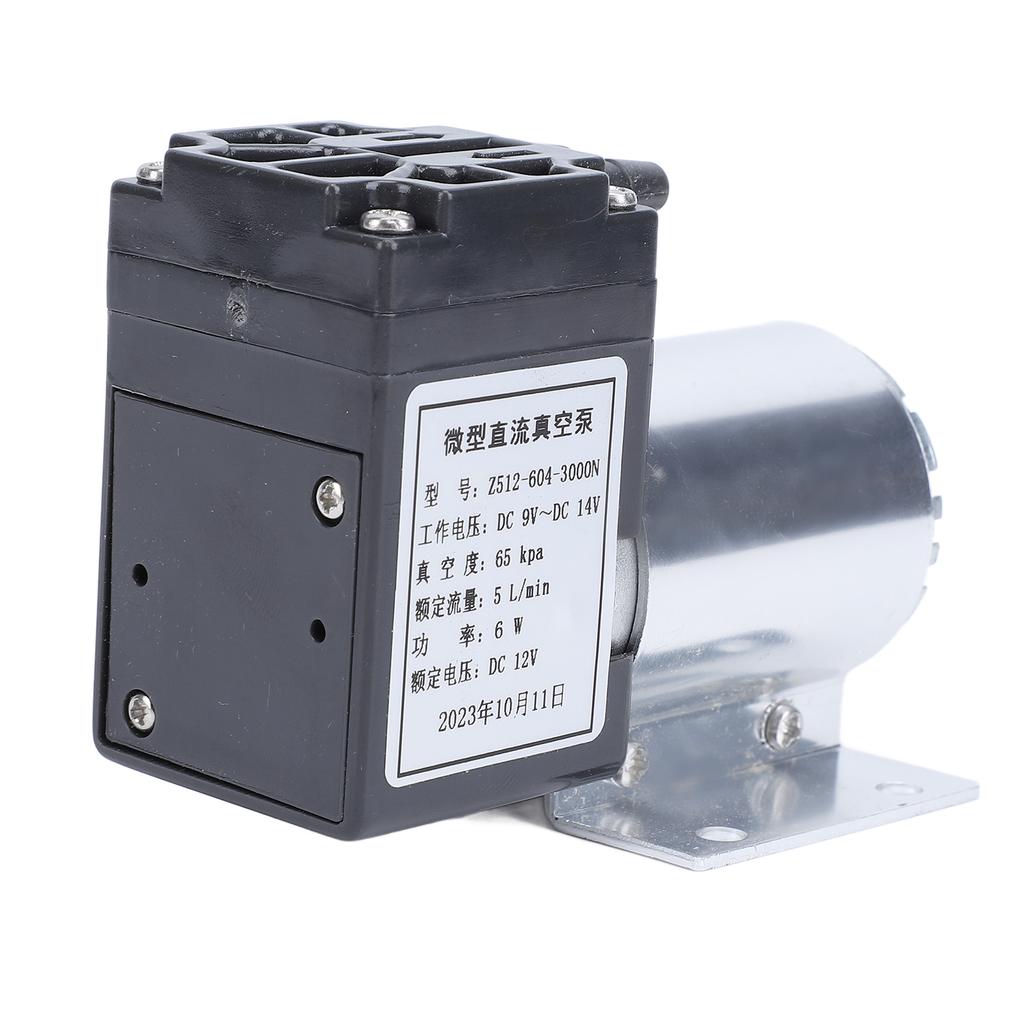 12V Vacuum Pump with Bracket 5L/min 65Kpa DC Motor Driven Negative Pressure Micro Pump for Electrica