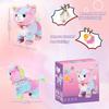 Kids RC Rainbow Cat Plush Toy Walking Kitten Grooming Beauty Accessories Set Adorable Pet Toy Birthday Present For Little Girls