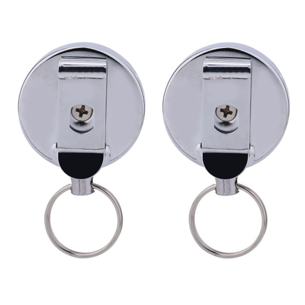 2 Pcs Metal Retractable Pull Chain 65cm Pull Chain Reel Retractable Badge Holder Education Sector
