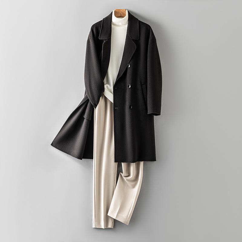 Осенне-зимнее пальто из 100% шерсти без кашемира, длинное двухстороннее шерстяное пальто, мужское шерстяное пальто высшего качества