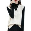 [Ailiyumo] Knit Vest Ladies Spring Vest V Neck Thin Knit Sweater Sleeveless Short Length Plain Color Layered Clothing with Button Slit Fashionable