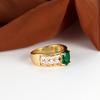 Vintage Palace Style Hollow Out Green Stone Finger Rings For Lady Luxury Gold Color Wedding Rings Jewelry Gifts