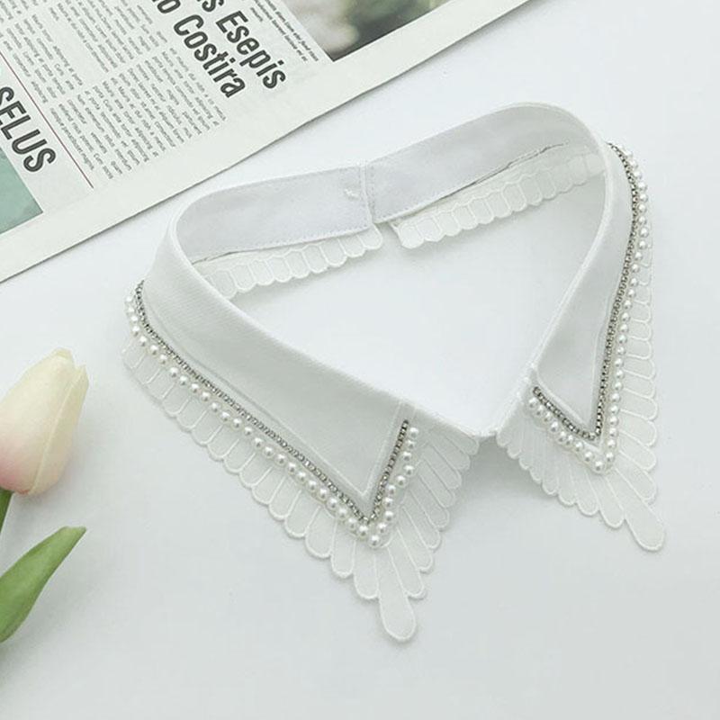 Beading Fake Collar Women Elegant Diamond Detachable Collars for Woman False Shawl Shoulder Wrap Lapel False Collars Woman Tie