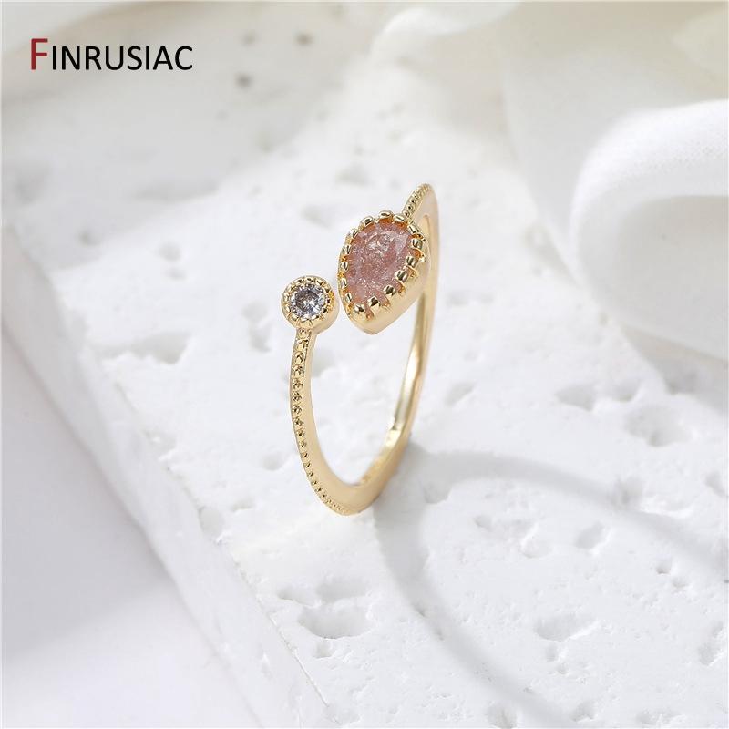 FINRUSIAC Позолоченная латунь 14K Регулируемые кольца для женщин Металлическая латунь Обручальное Свадебное Вечеринка Кольцо Женские украшения для пальцев Подарок