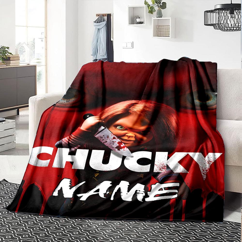 Chucky Returns With A Bloody Twist Customize Your Name Cartoon Movie Pattern Blanket Chair Office Sofa Bed Camping Soft And Warm Give To Relatives And