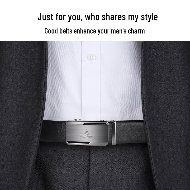 Мужской ремень Paul Messder из высококачественной натуральной кожи с автоматической пряжкой - верхний слой коровьей кожи.
