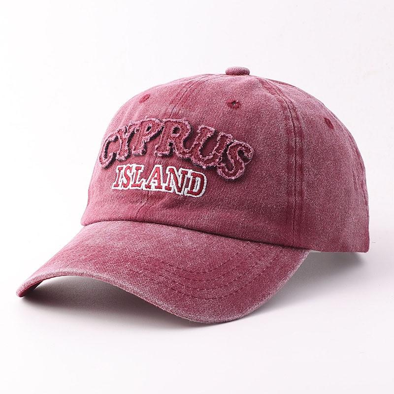 Embroidered Baseball Cap Men Women Cotton Washed Vintage Style Adjustable Sun Hat With Letter Detail