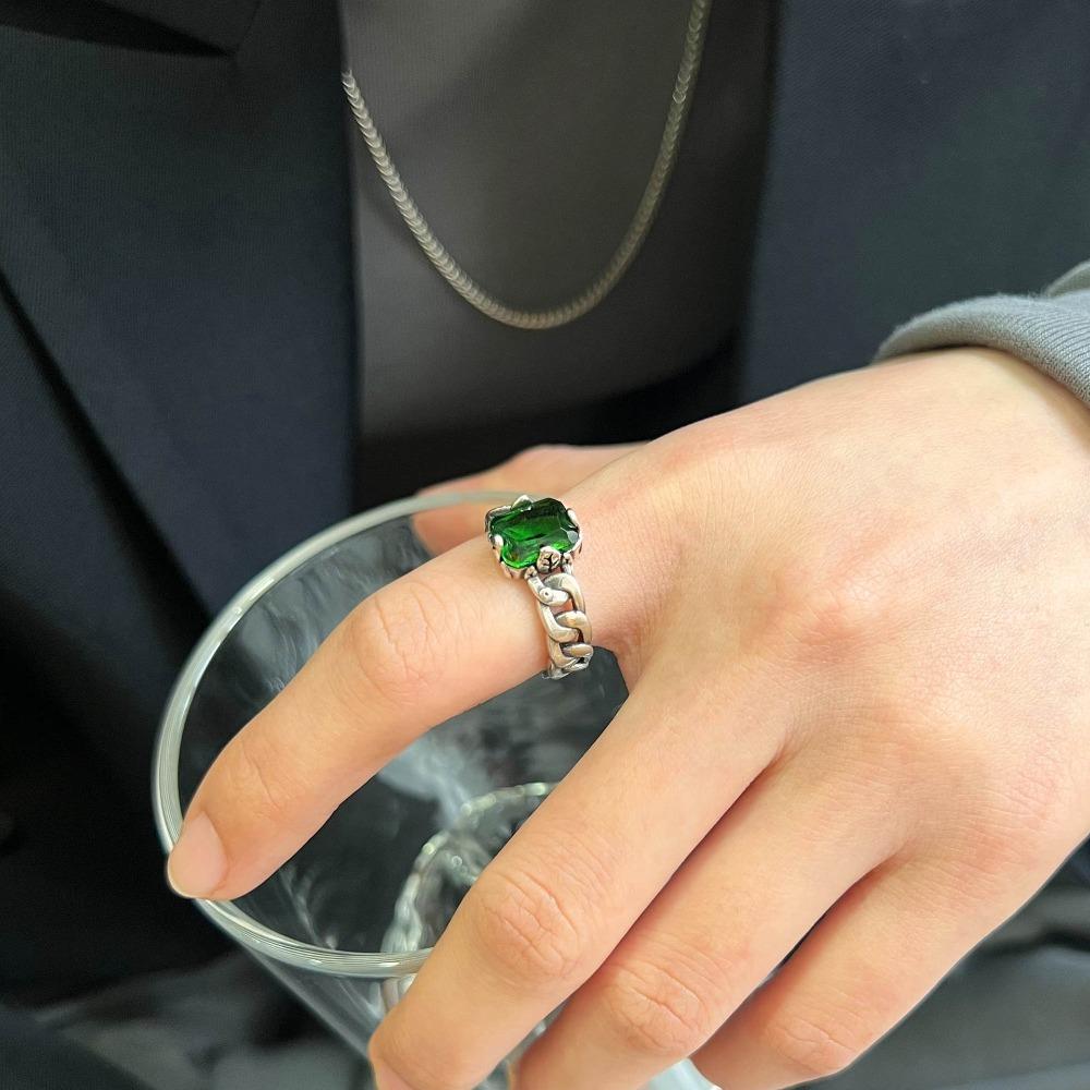 Trendy Open Ring for Women Sterling Silver Zircon Minimalist Design Fashion Jewelry