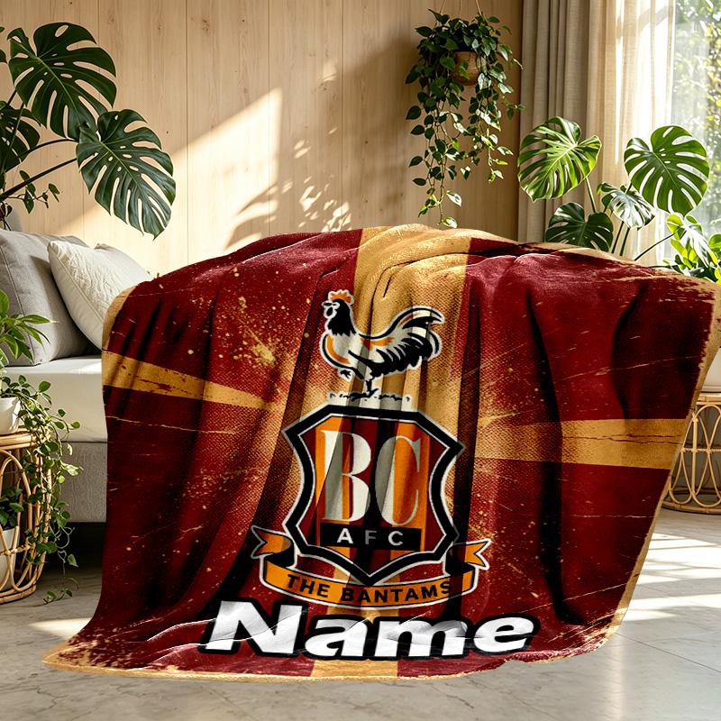 Custom Name Personalized Bradford City AFC Print Blanket, Home Decor, Bedroom, Sofa, Camping, Couch, Gifts for Birthday ChristmasEnthusiasts