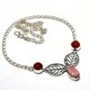 Rhodochrosite Carnelian Gemstone 925 Silver Plated Jewelry Necklace 18"