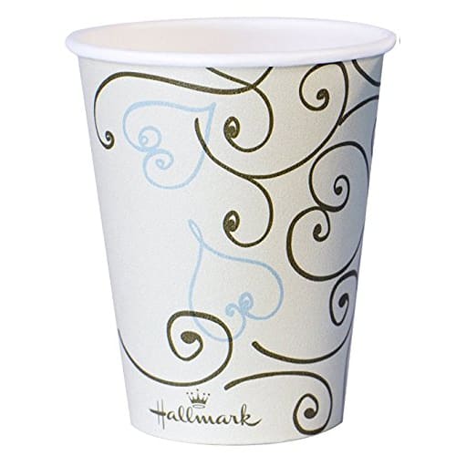 Sunnap Paper Cups, Polyethylene Laminated, Perfect for Hot or Iced Drinks, Heart Pattern, 3 Colors (White, Blue, Black), Hallmark, Stylish Design, Thi