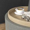 Hocker Upholstered Stool Linen Hidden Storage Reversible Lid 56 Cm X 56 Cm X 42 Cm Gray And Natural