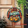 2d Flat 20*20cm Vintage-Inspired Father'S Day Round Wooden Sign - Easy Hang, Colorful Tool Design with "Happy Father'S Day" Text, Ideal for Home, Bar