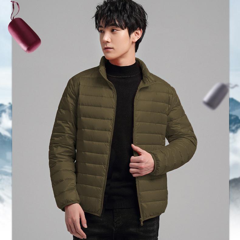 Мужские однотонные легкие зимние теплые парки с воротником-стойкой, хлопковые пуховые парки для мужчин, повседневные толстые куртки, мужские зимние пальто