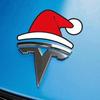Наклейки для рождественского украшения Tesla для Model Y Шапка Санты Модификация переднего логотипа Креативные автомобильные аксессуары Праздничные наклейки на шляпу