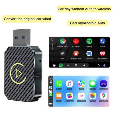Беспроводной адаптер CarPlay 2 в 1, беспроводной адаптер Android Auto, смарт-мини-бокс, USB-ключ Plug and Play, быстрое подключение Wi-Fi