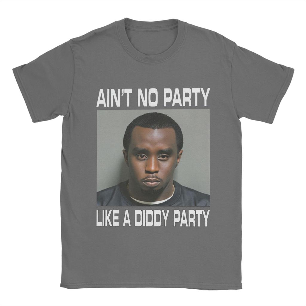 Мужская ретро футболка 'Aint No Party Like a Diddy Party' Одежда Смешная с коротким рукавом с круглым вырезом Летние футболки