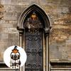 Halloween Gothic Wind Chime Spooky Bell Chime with Carved Pumpkin Lantern Ghost Grim Reaper Black Cat for Porch Lawn Window Decor