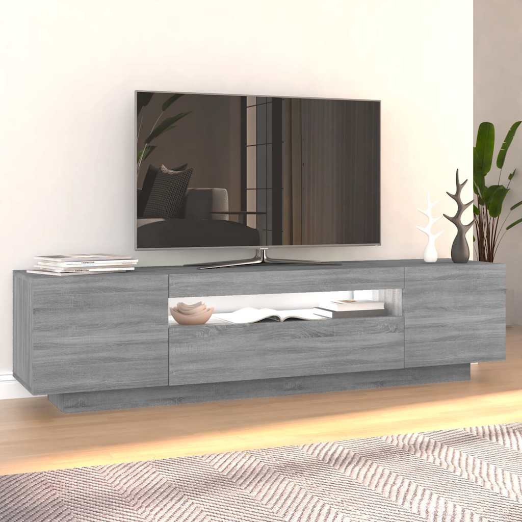 vidaXL TV-Schrank mit LED-Leuchten Grau Sonoma 160x35x40 cm