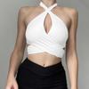 Nightclub Party Women Sexy Halter Hollow Crop Vest Slim Cross Bandage Tank Top