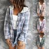Женский свободный топ в клетку с цветными блоками, повседневная женская блузка с длинным рукавом, пальто, рубашка, куртка