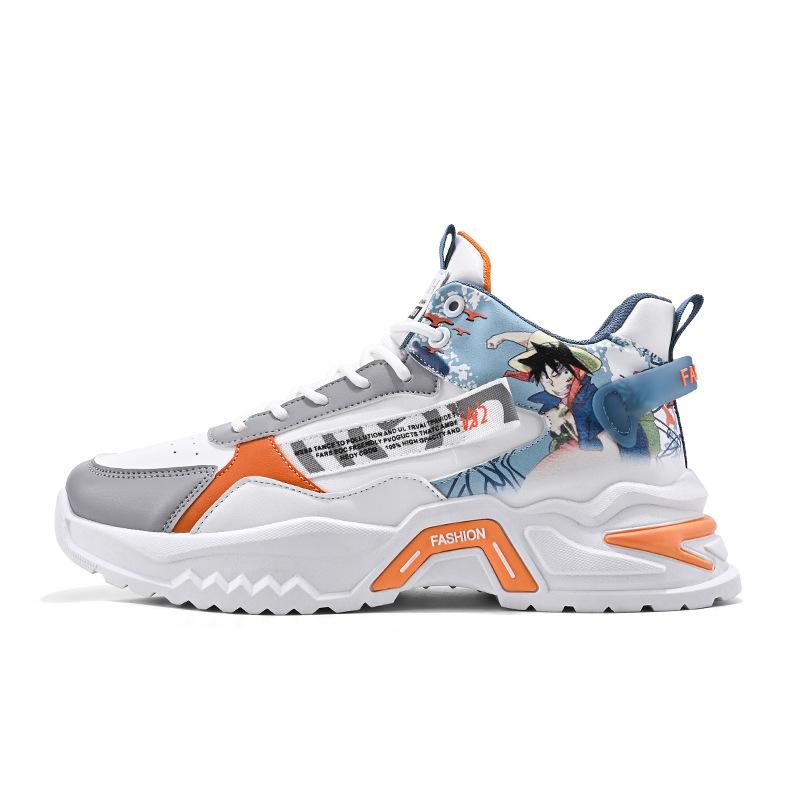 Men's shoes autumn new student high-top shoes youth running casual shoes platform leather winter shoes