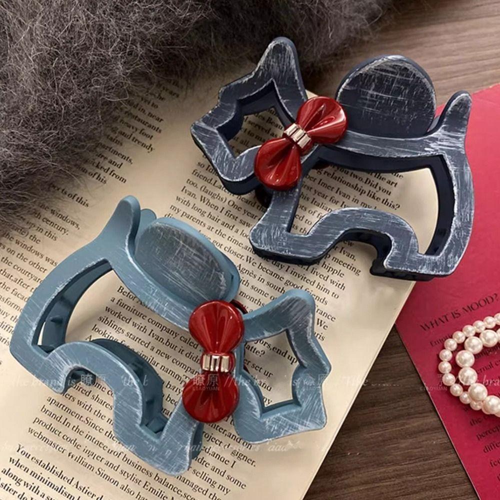 Hairpin Hollow Puppy Hair Grab Animal Red Bow Shark Clip Sweet Cartoon Hair Claw Streetwear