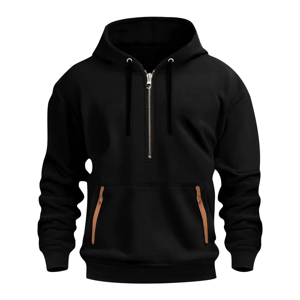 Men's fleece hooded casual long sleeved sweatshirt