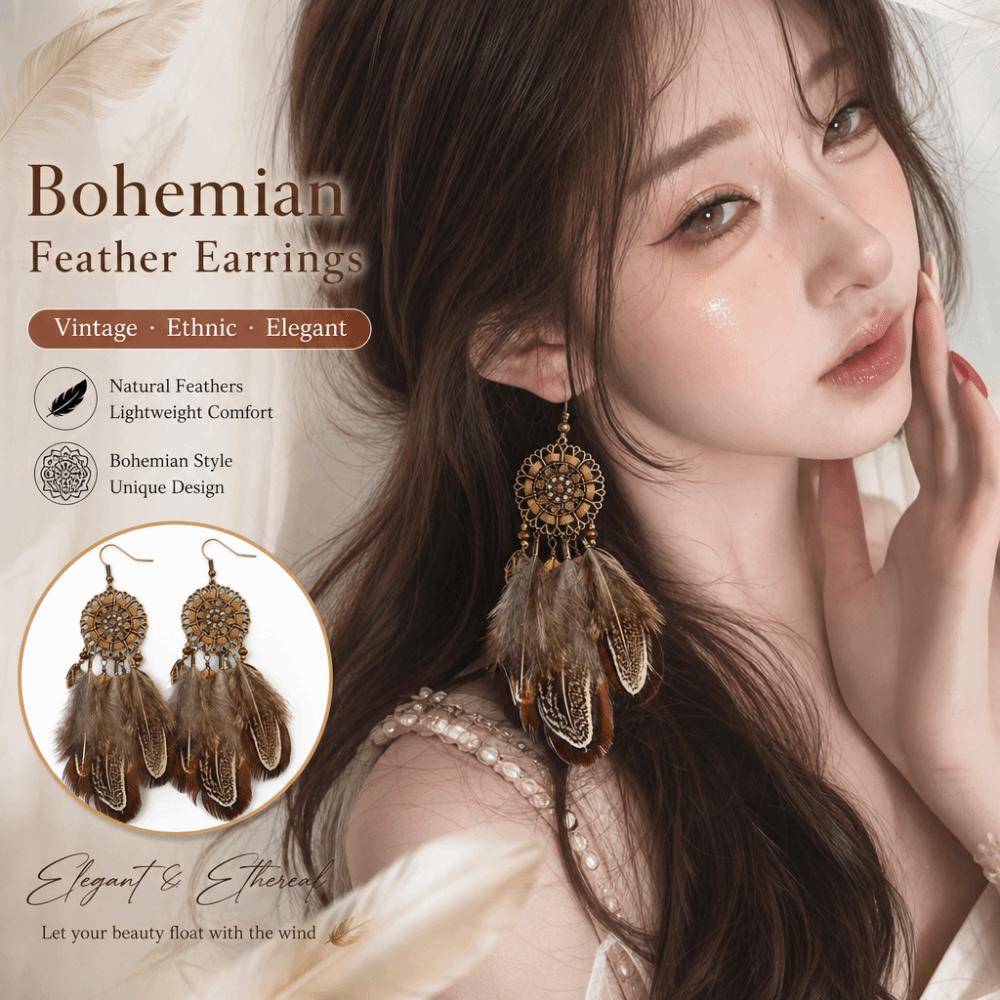 Ethnic Feather Dangle Earrings Bohemian Dangle Women's Earrings Long Tassel Earrings Daily Wear