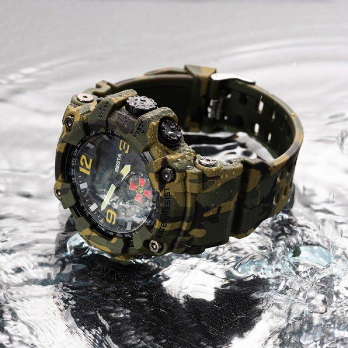 Мужские спортивные тактические часы Besta Brave ZSU Army Green с гербом армии Украины