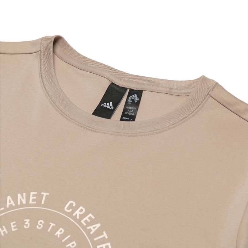 Adidas T Shirts Women's Brown Crew Neck Moderate Straight Fit HZ9001