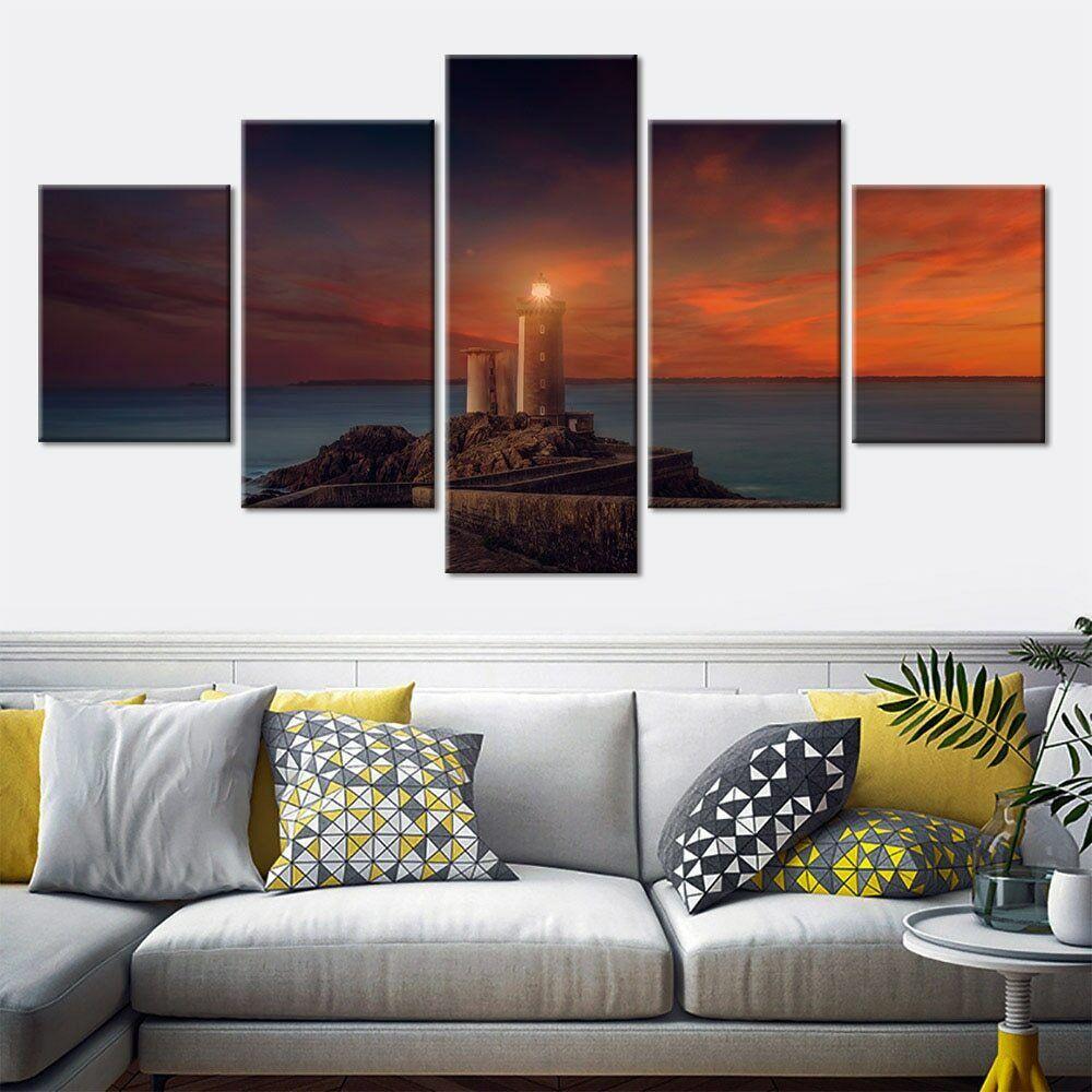 5 шт. маяк морской пейзаж Декор холст картина настенное искусство 5 шт. картины плакат HD печать домашний декор без рамки 5 панелей