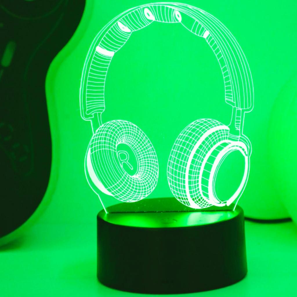 3D ночник Игровые наушники Спальня Игровая комната Настольная подсветка USB Сенсорный тип Семицветные меняющие цвет огни