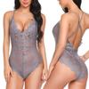 Cross-Border European & American Women's Sexy See-Through Lace Lingerie Bodysuit
