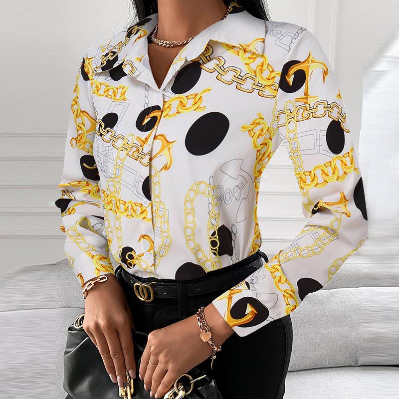 S-XXL Women's Printed Long-sleeved Shirt