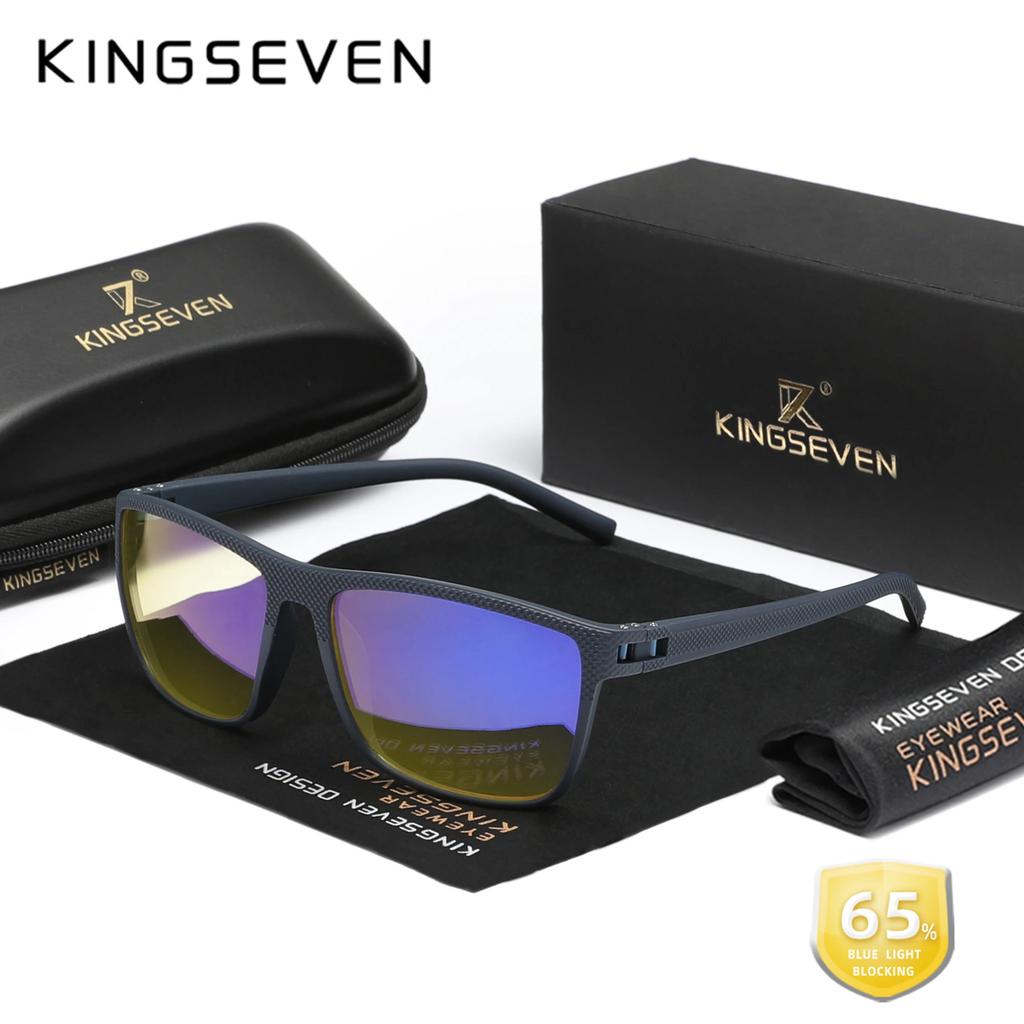 KINGSEVEN New 99% Anti-Blue Ray Glasses Transparent Lens Eyeglasses Men Women Computer Blue Light Blocking Decorative Eyewear