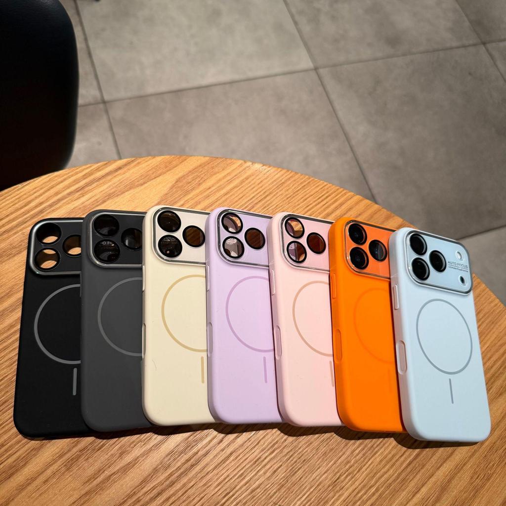 iPhone 17 Magnetic Silicone Window Case with Apple 16 Lens Film, Solid Color Protective Cover