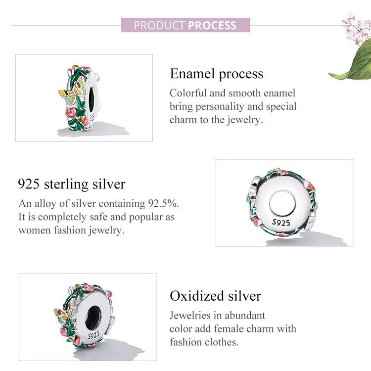 WOSTU Стерлингового серебра 925 пробы, бабочка и цветок Sapcer, очаровательная бусина для женщин, DIY, оригинальный браслет 3 мм, ювелирные изделия