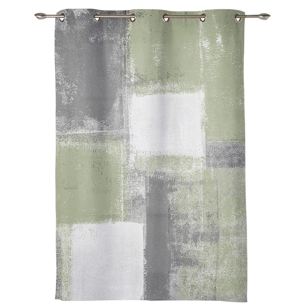 Зеленая картина маслом шалфея, текстурная краска, оконные шторы для гостиной, дома, спальни, кухни, Декор, Рождественская занавеска