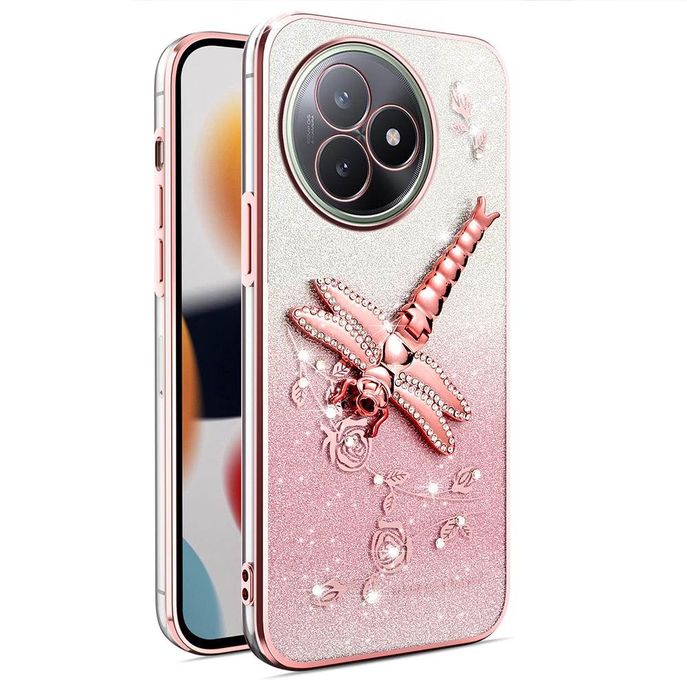 For Xiaomi Redmi K80 Ultra 5G Case Dragonfly Kickstand TPU Flowers Glitter Phone Cover