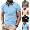 New Men's Casual POLO Shirt Chest Pocket Fashion Colour Matching Lapel T-shirt Casual Tops