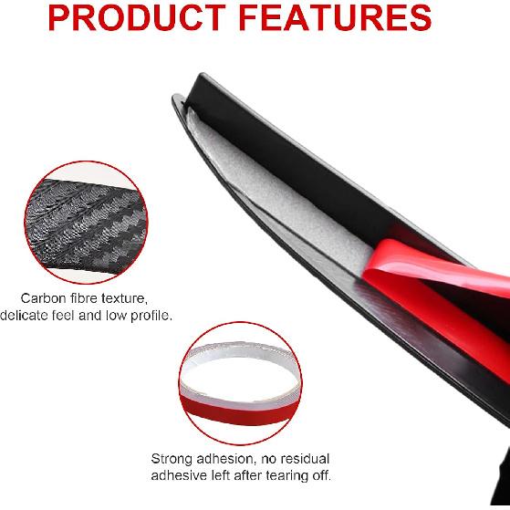 Augeny 4PCS Car Fender Trim Strip, Carbon Fiber Arch Anti-Scratch Wheel Header Protection Pad, Universal Curved Anti-Collision Wheels Lip Strip, Car