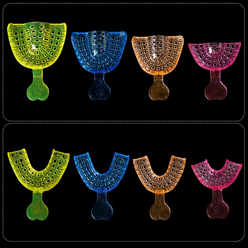 10Pcs Disposable Dental Impressions Tray Crystal Colorful Teeth Holders S M L For Adult Children Mold Trays Dentistry Materials