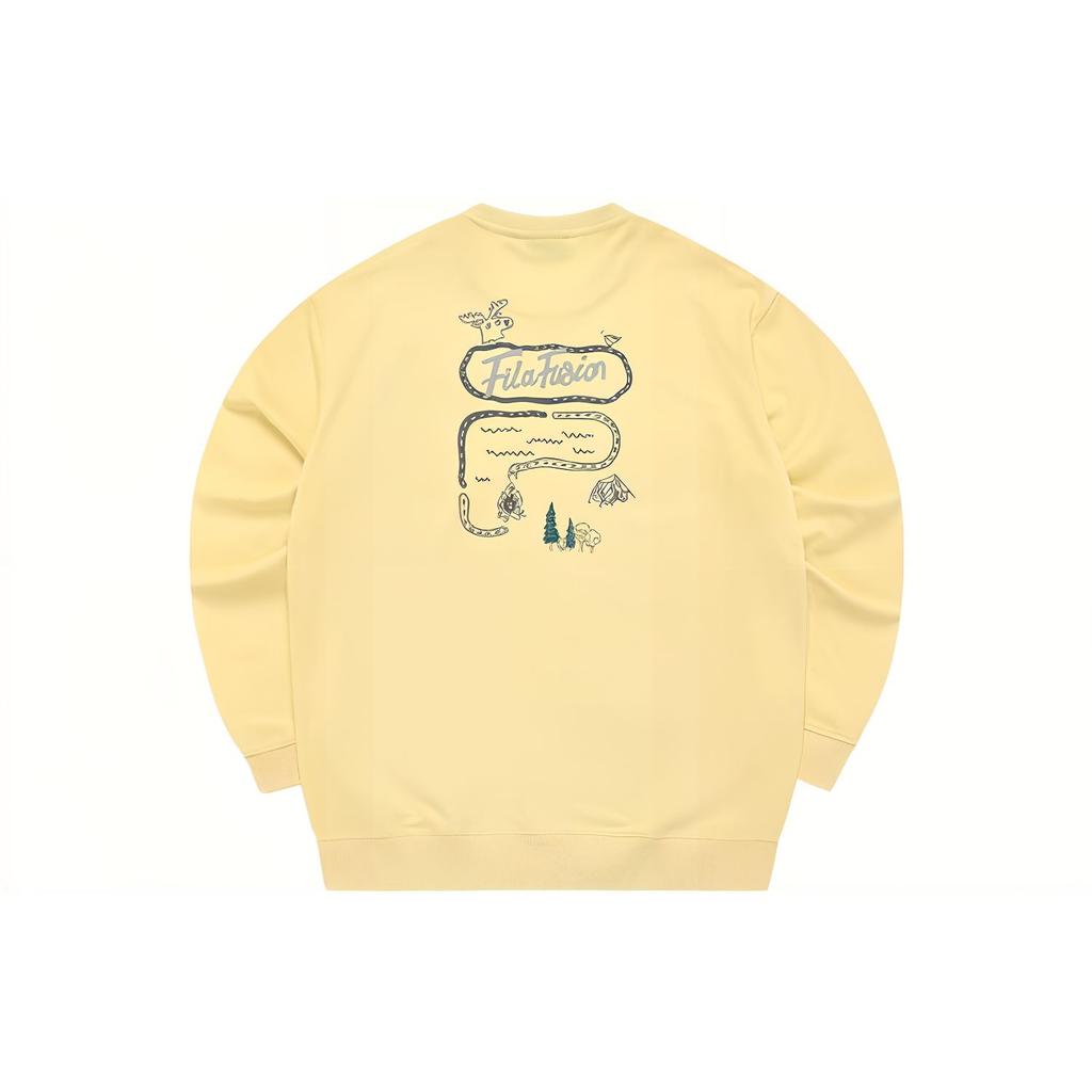 Fila Fusion Серия FOB Письмо Круглый вырез Свитшот Свободный Толстовка Унисекс толстовка Сырно-желтый T11U333206FYE